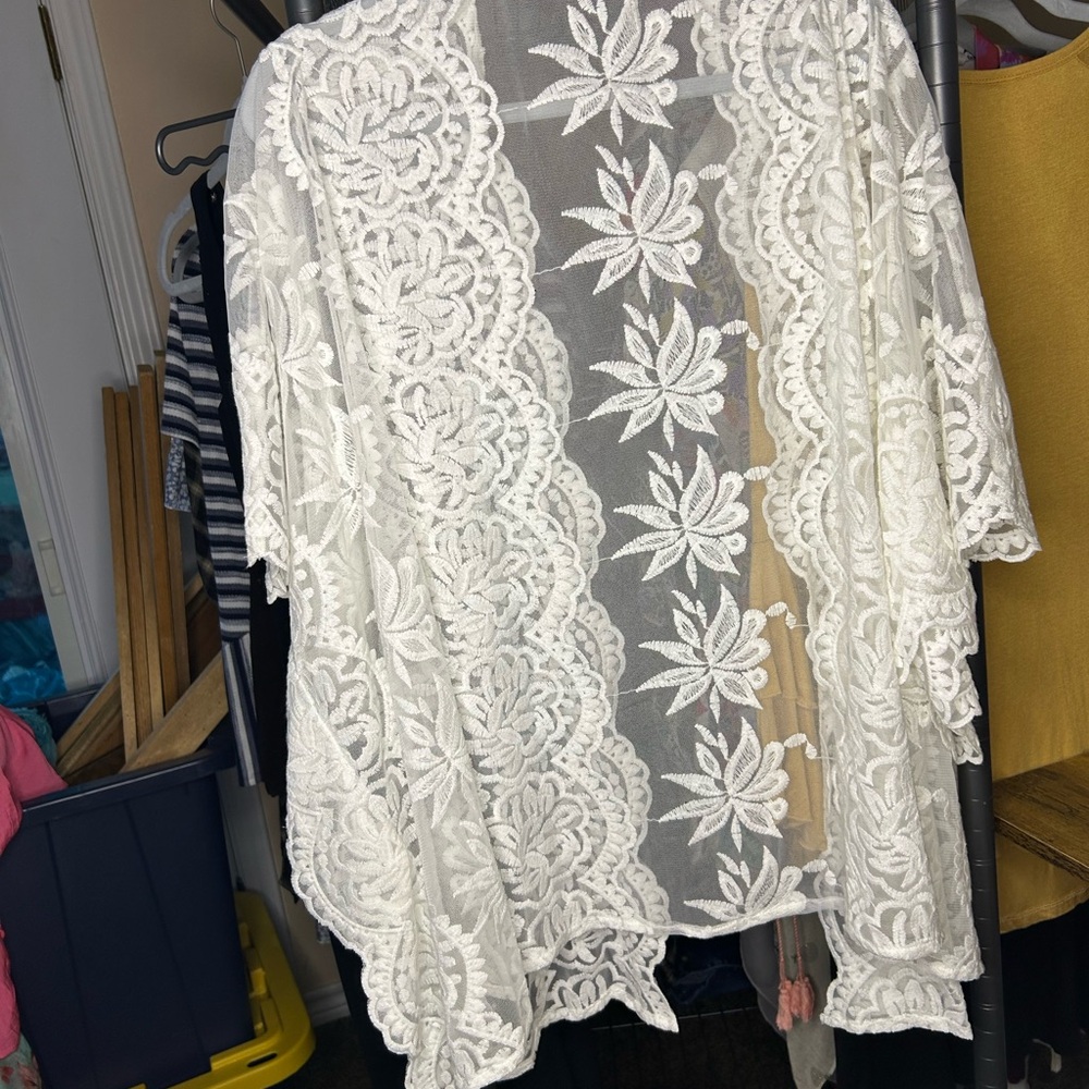 Cost Plus World Market White Lace Blouse